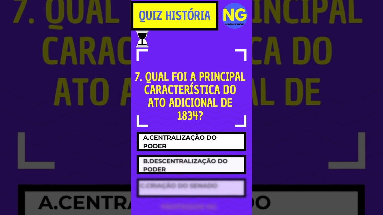 QUIZ : BRASIL IMP&Eacute;RIO_ PER&Iacute;ODO REGENCIAL.#historia #quiz #quizdehist&oacute;ria #brasilimperio #professorng