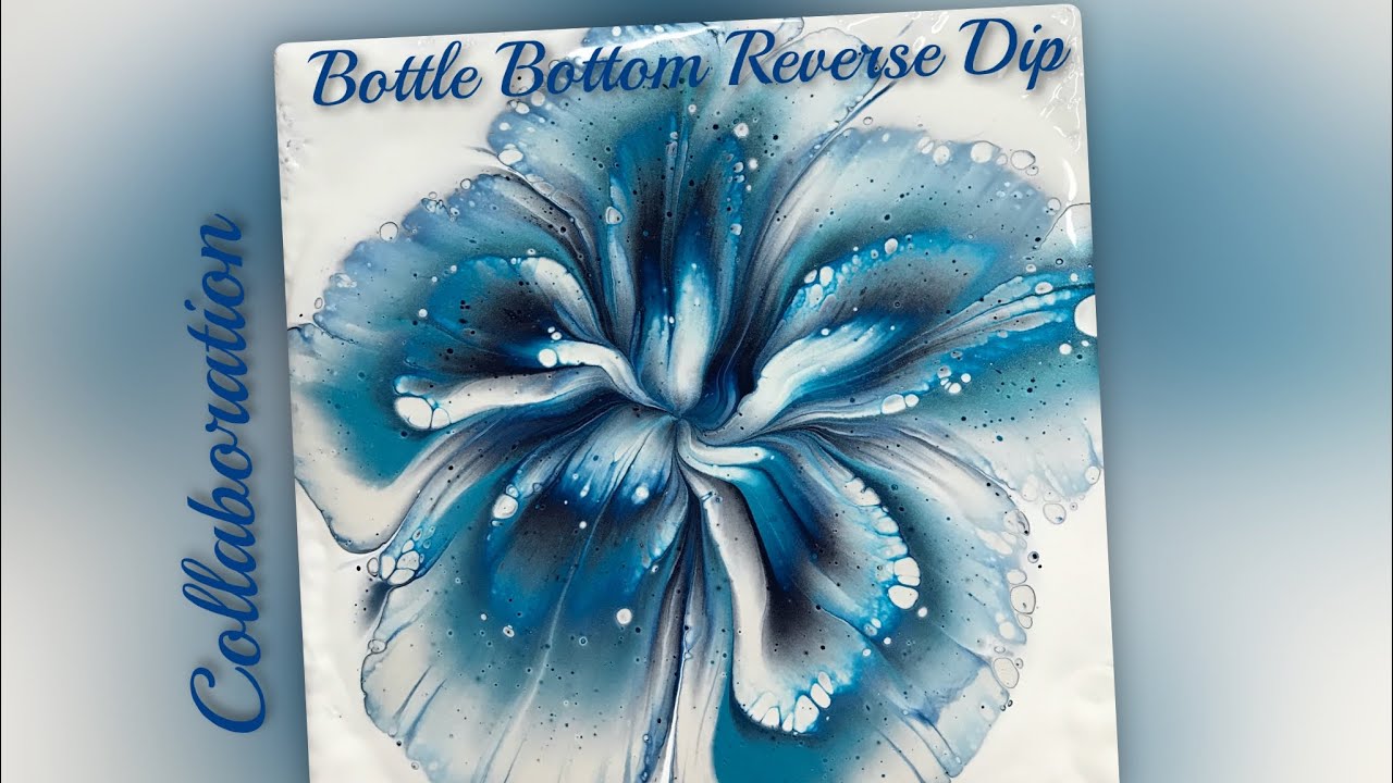 (500) Reverse Flower Dip, on Bottle Bottom Pour, Acrylic Pouring Painting/ Sisters Collaboration