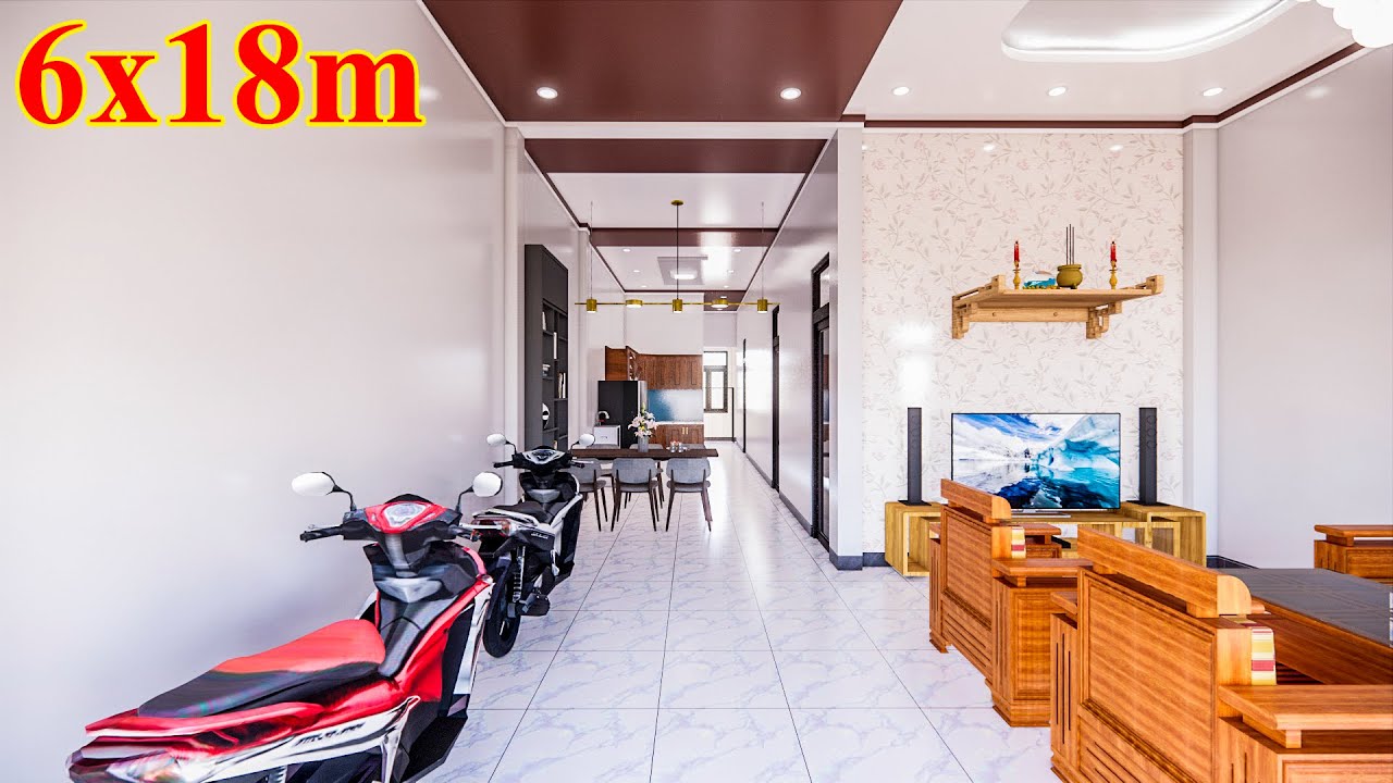 Mẫu cấp 4 mái Tôn rộng 6m cho khách | NHÀ ĐẸP 3D | 3D-MT9/24