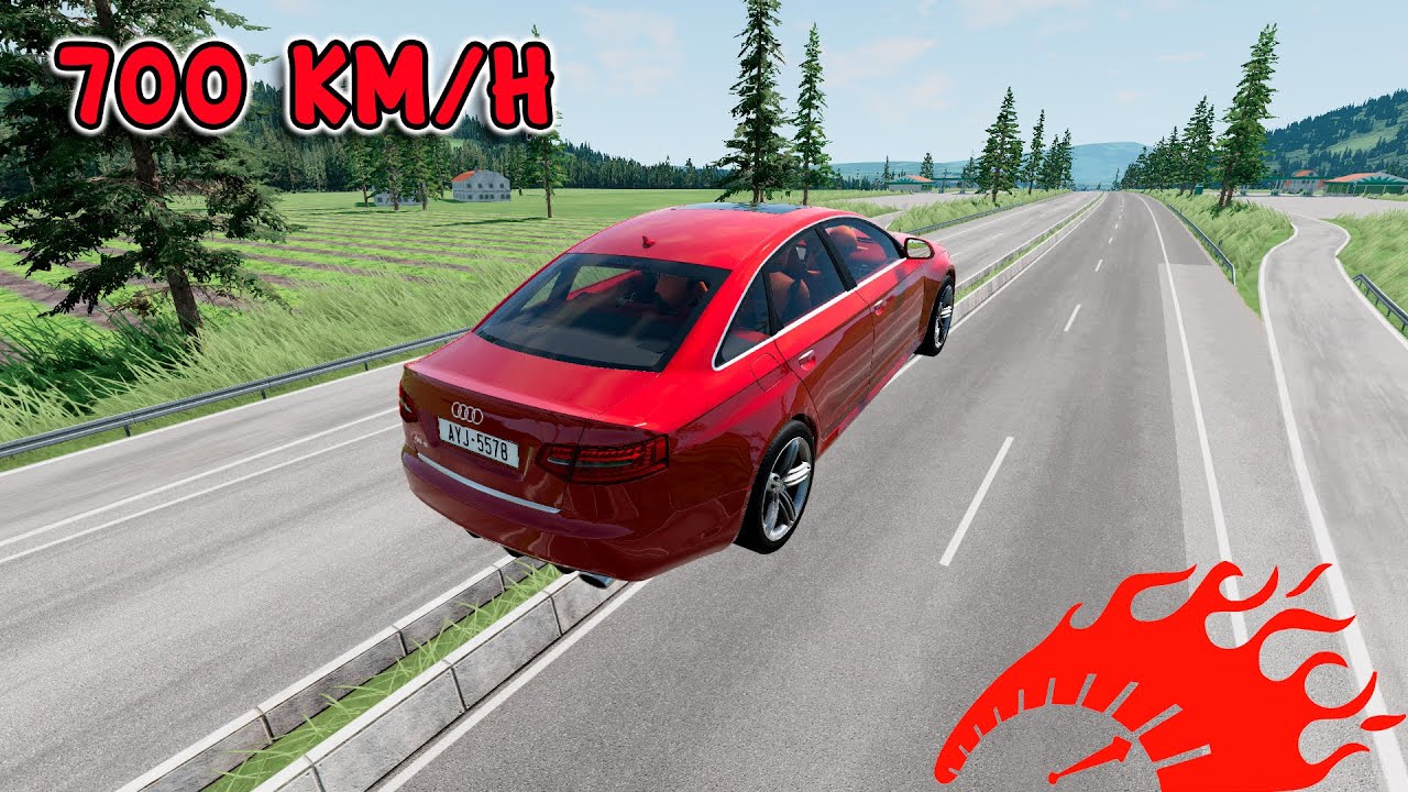 Instant Car Acceleration to 700 km/h. Survival Test! BeamNG Drive \ Ep.1
