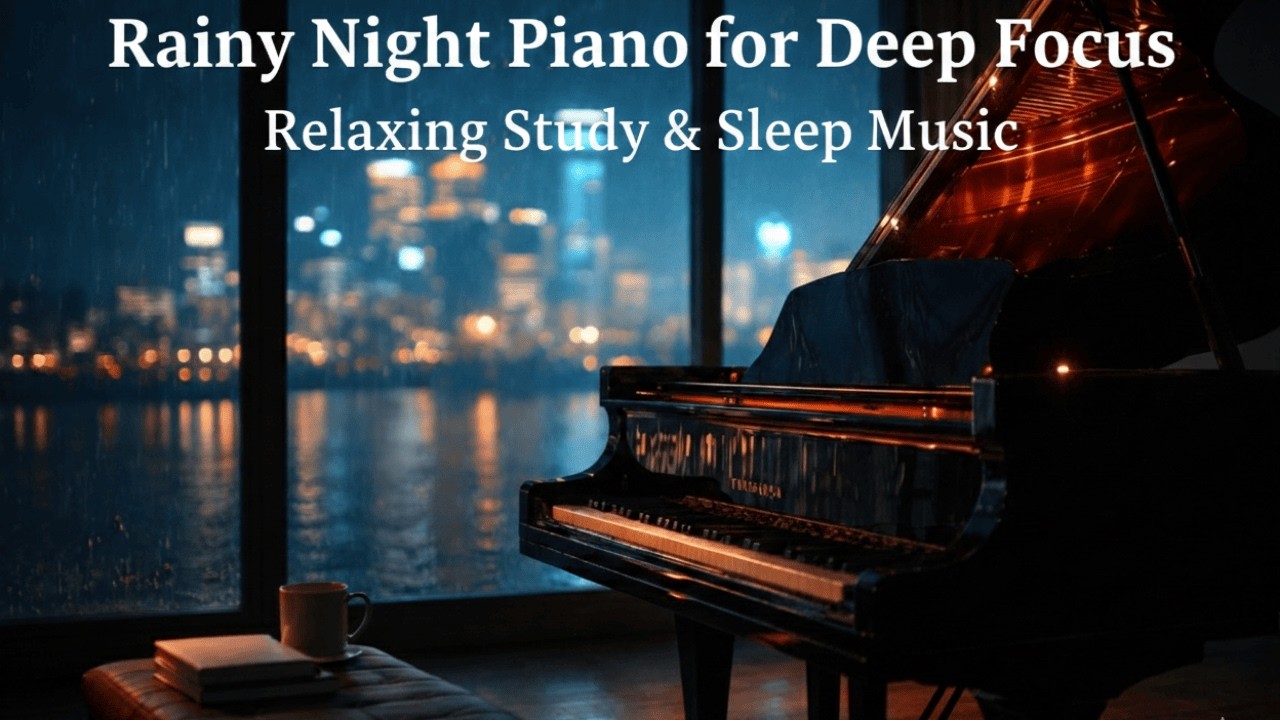 Rainy Night Piano for Deep Focus Relaxing Study & Sleep Music