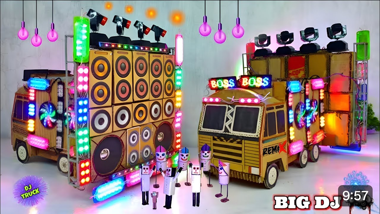 Mini Dj truck Setup | how to make mini dj setup with cardboard Making Dj setup at home 
