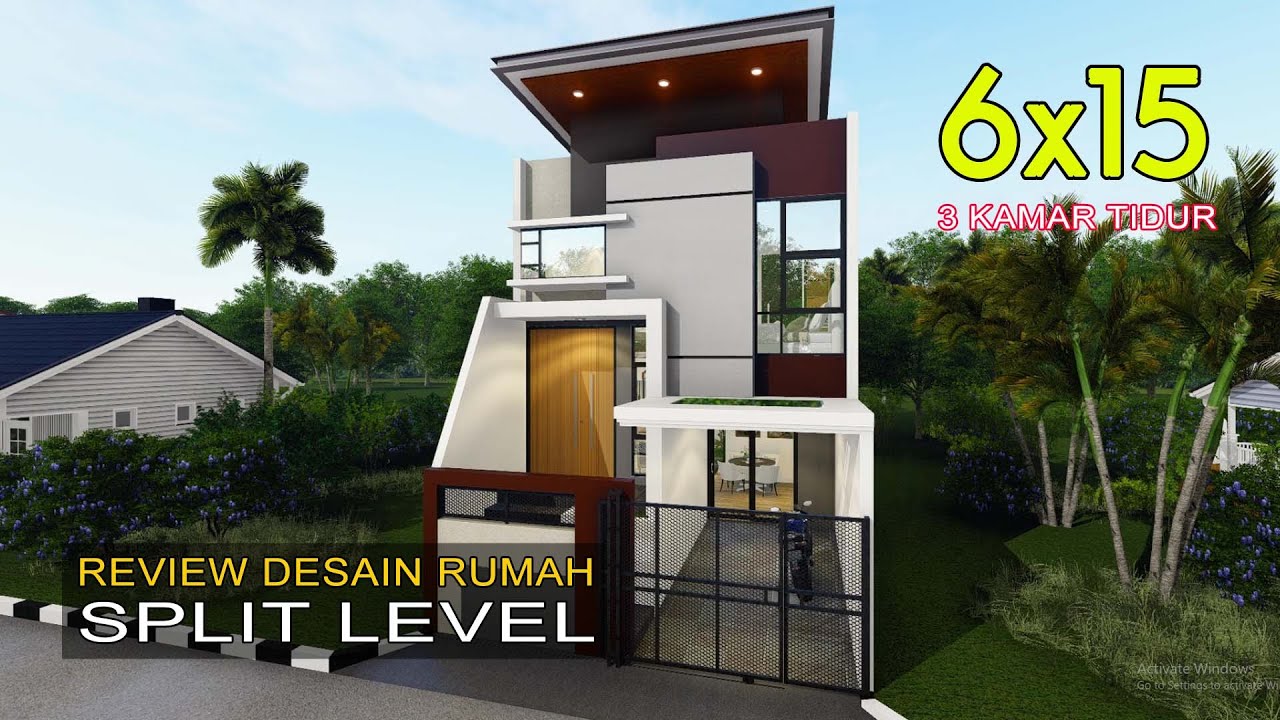 Desain Rumah Minimalis Modern Split Level 6x15 Meter - Rumahnya Jadi Terasa Lega