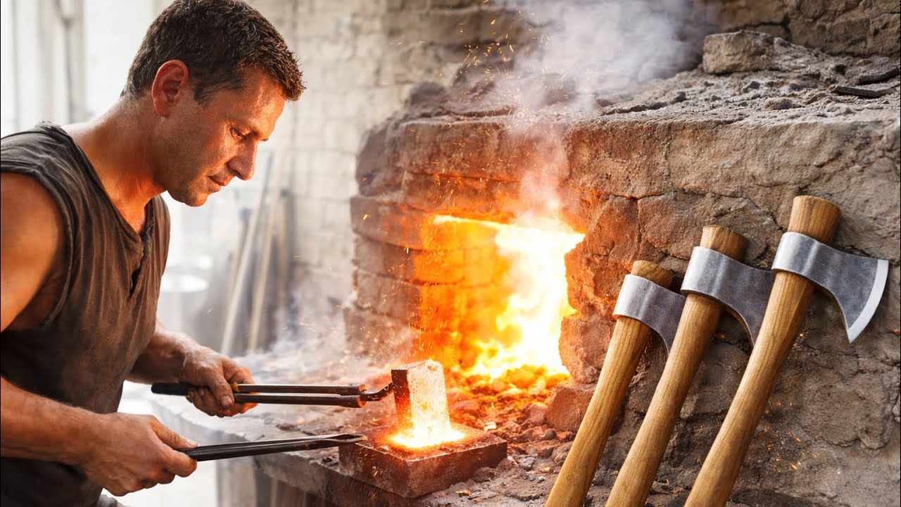 Blacksmithing – Forging a Bearded Axe | Axe Making Process