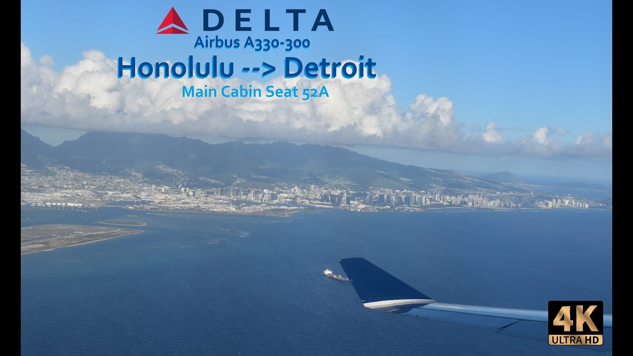 Honolulu to Detroit with Delta - 4K