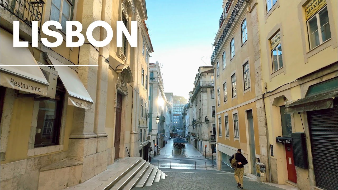 An April Morning Walk in Downtown Lisbon PORTUGAL