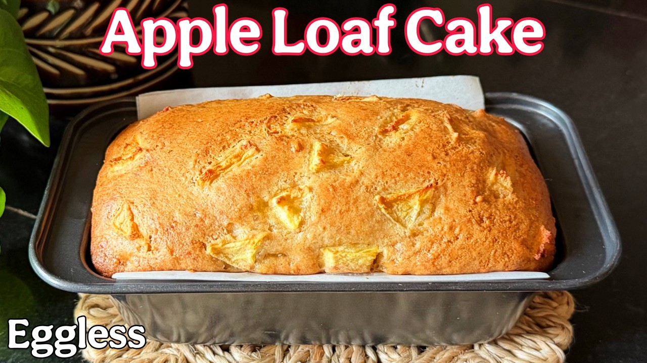 Eggless Apple Loaf Cake Without Maida | Healthy Atta Cake | Easy Soft Moist Tea Time Cake Recipe