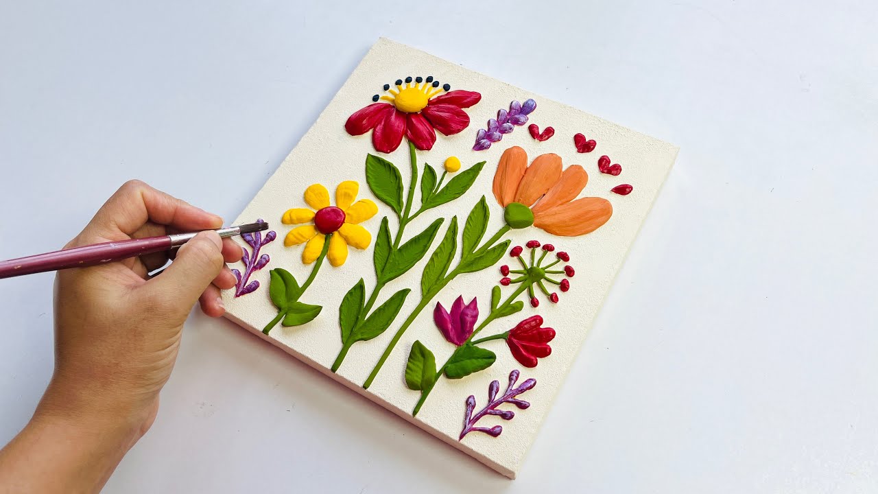 How to Create Colorful Flowers Texture Painting | Unique Piping Bag Technique Method | Floral Art