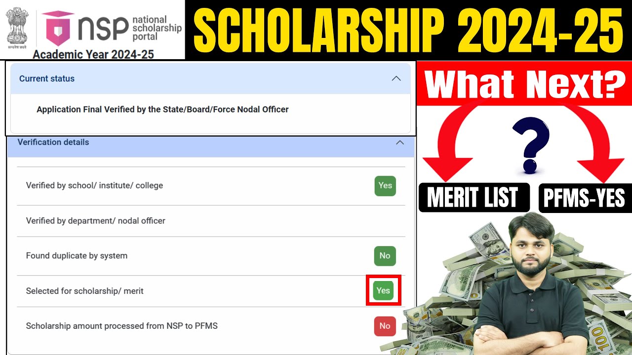 NSP Scholarship Merit List 2024-25 Apply | NSP Sent to PFMS | What Next after NSP Form Verification?