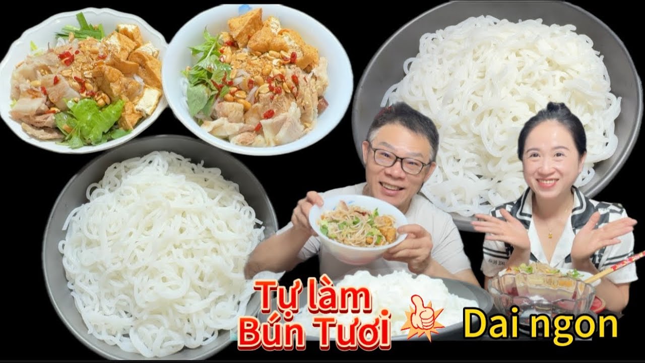 Tự làm BÚN TƯƠI tại nhà không lo hóa chất  bún tươi, trong ,dai ,ngon dễ làm ai cũng làm được