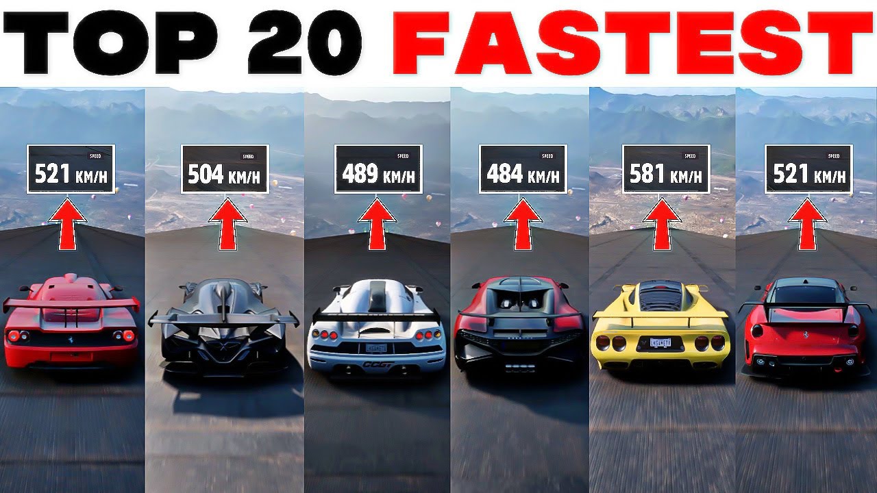 Top 21 Fastest Extremely Track Cars - Forza Horizon 5 | DOWNHILL EXTREMELY Top Speed Challenge