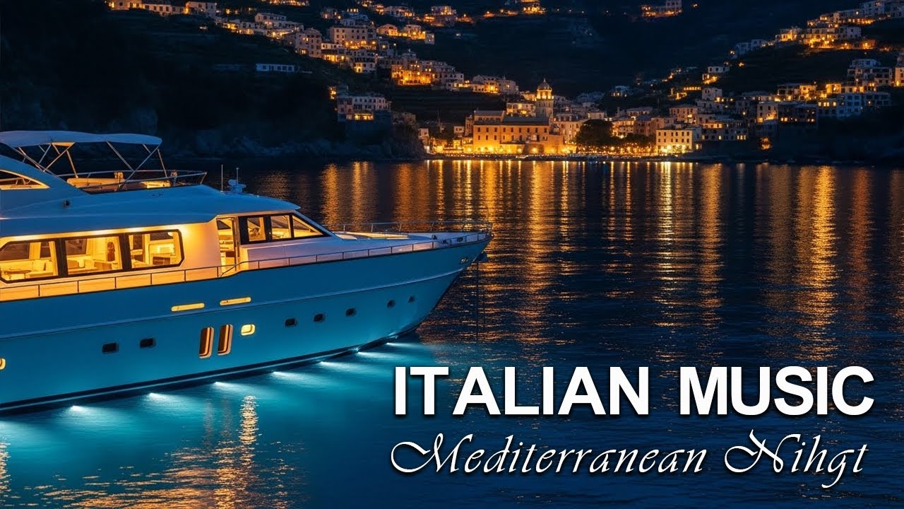 Italian Music – Mediterranean Dream 🌊 Golden Yacht Beneath City Lights
