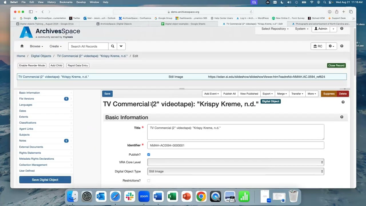 Creating and Editing Digital Object records in ArchivesSpace