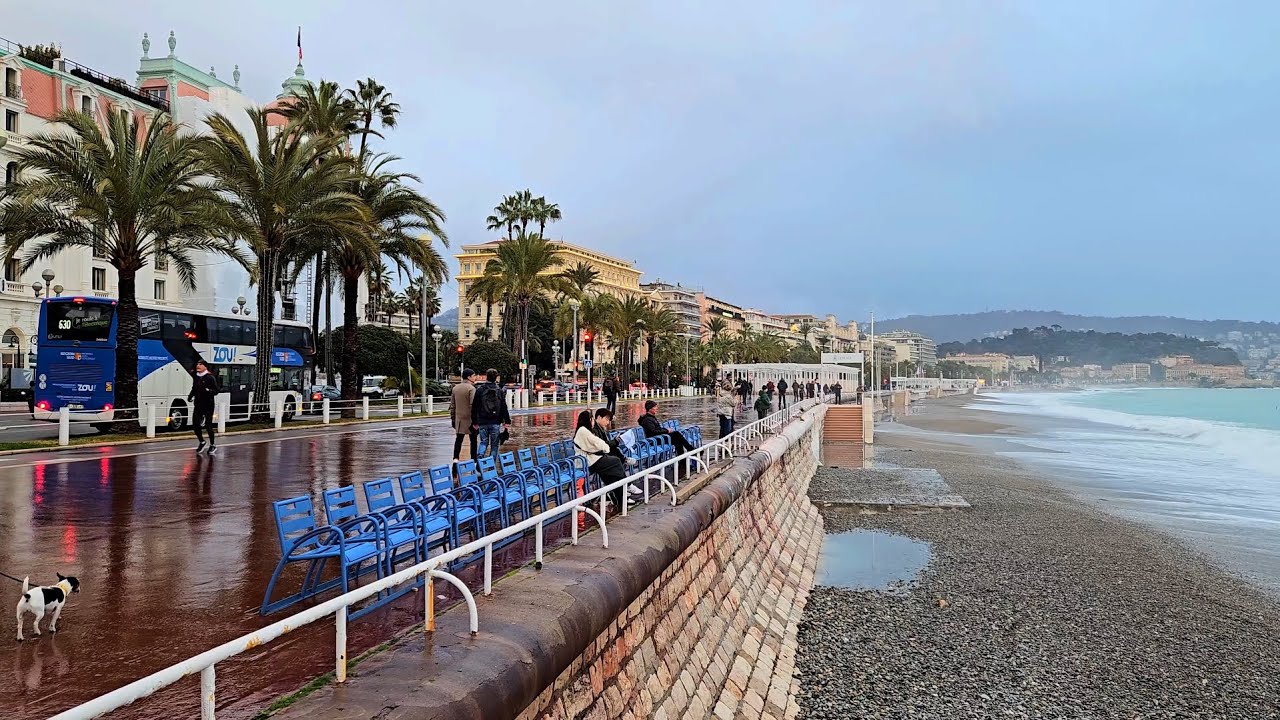 FRENCH RIVIERA 🌍 NICE  The sea is very rough and incredible today.