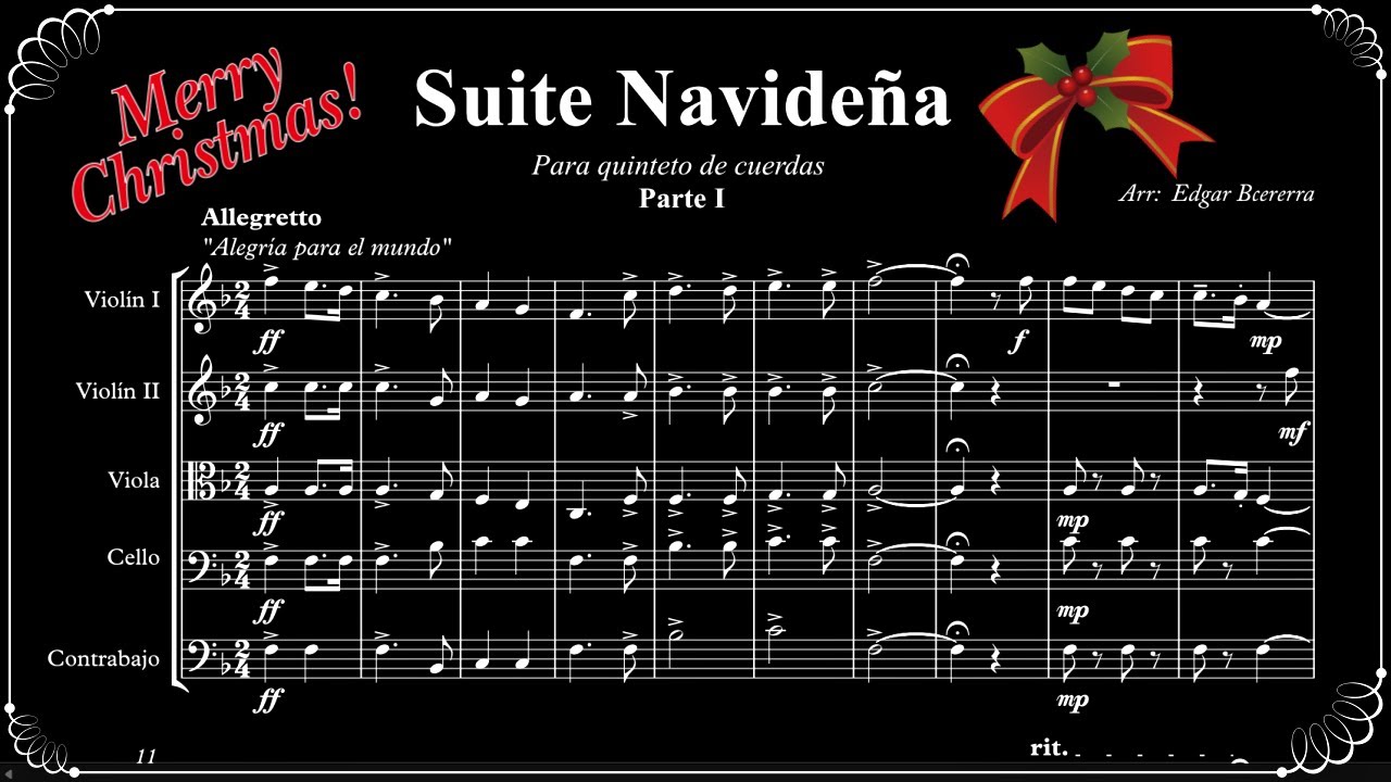 Suite Navideña Parte I  Quinteto de cuerdas Navideño! ARREGLO SCORE PARTITURE PDF STRINGS SCORE
