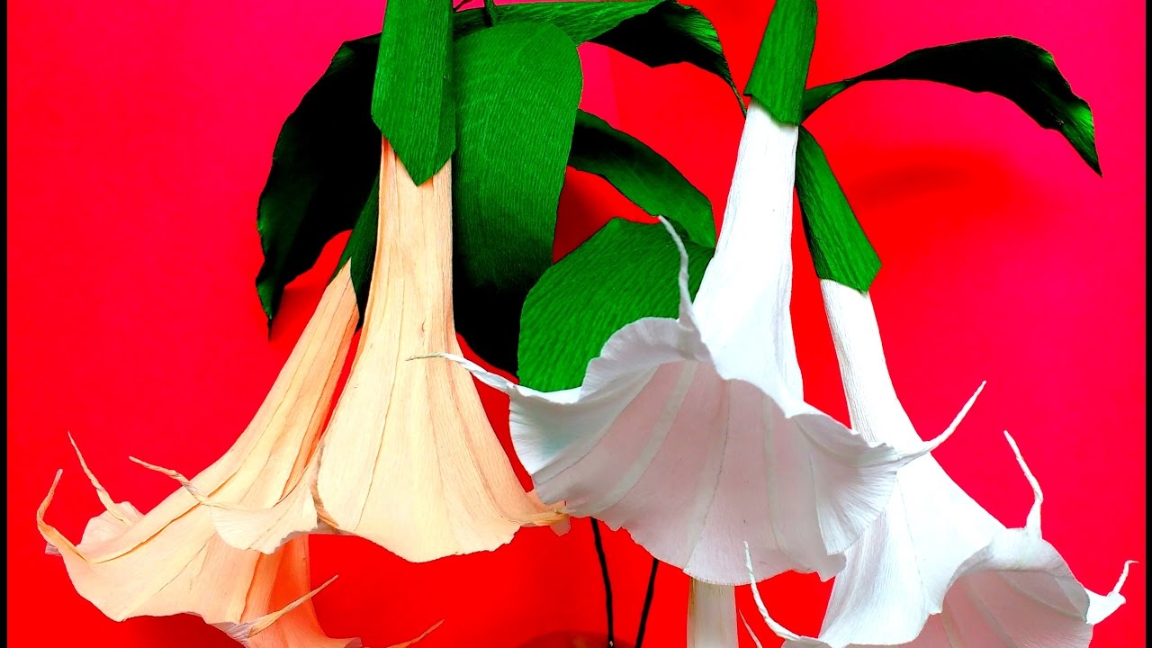 How to make Paper Flowers Brugmansia / Angel Trumpet (flower # 100)
