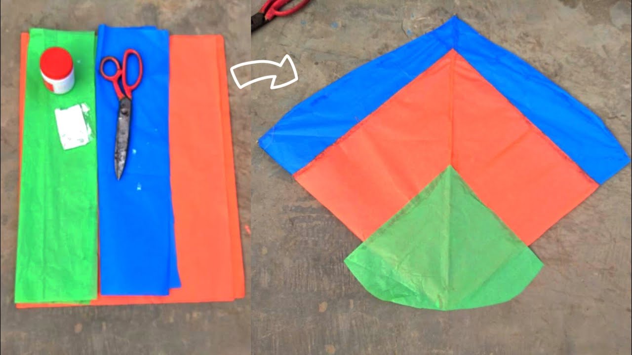 (1Tawa) How To Make A Kite With Plastic Bag & Broom Sticks | Kite banane ka Asan tarika