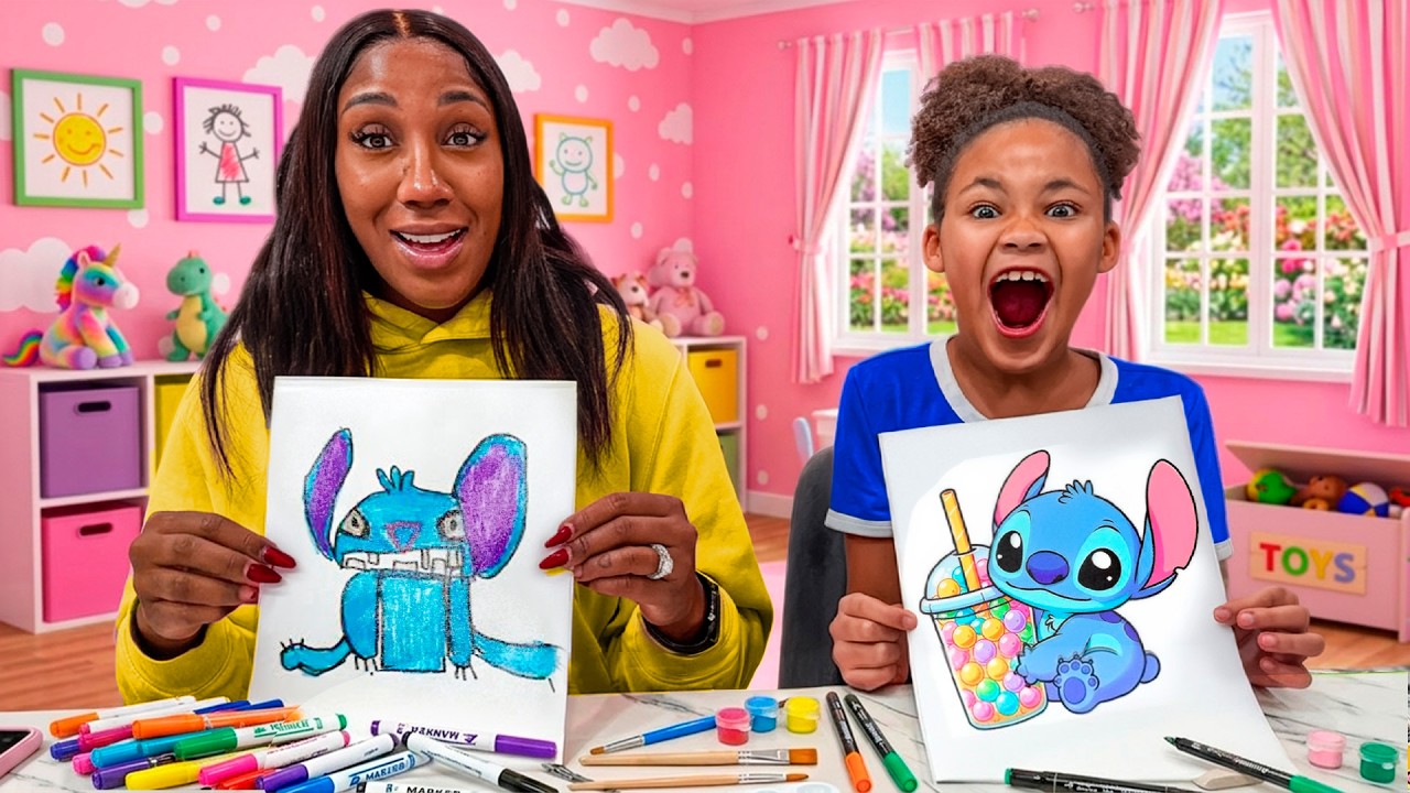 Задание Кики по рисованию маркерами в игре Stitch 3