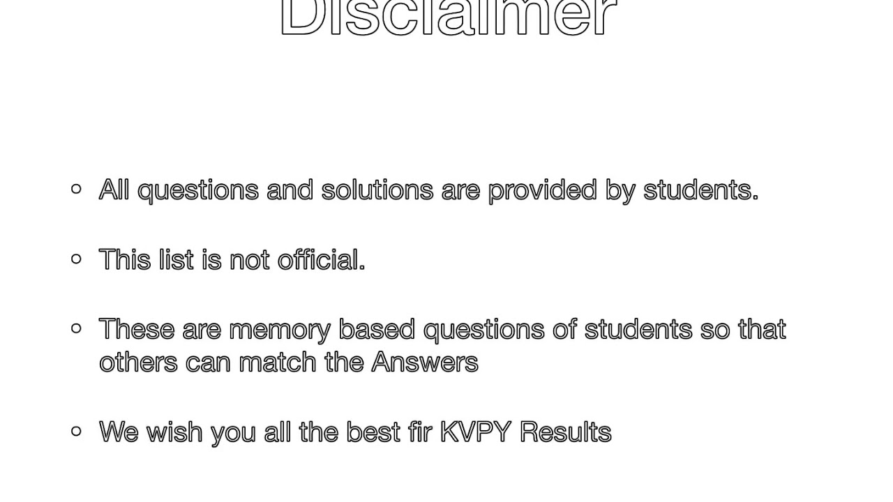 KVPY 2018 SA ANSWER KEY | STREAM SA  QUESTIONS