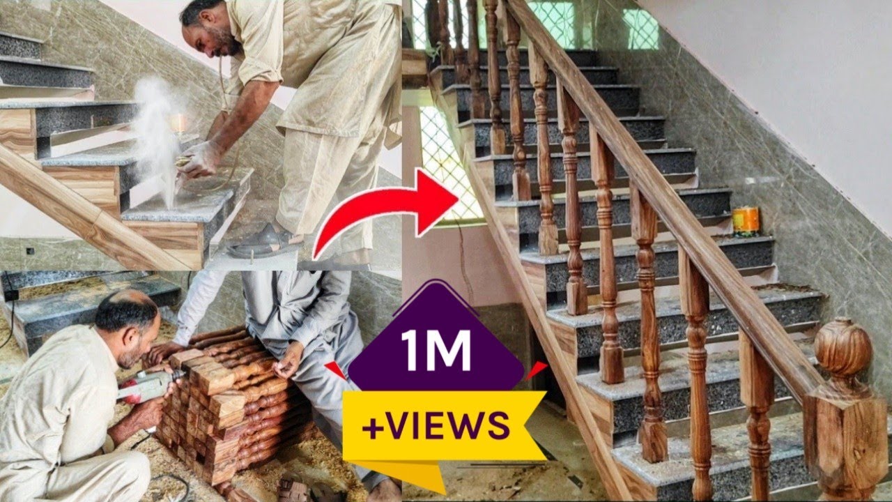 install  Wood Grill on the Stairs | sidhiyon per Lakadi ki grill lagane ka tarika.