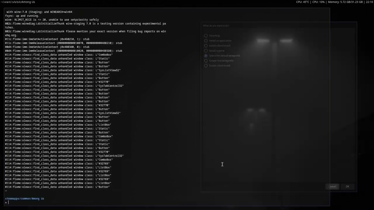 RUNNING AMONG US MODS ON LINUX!!!