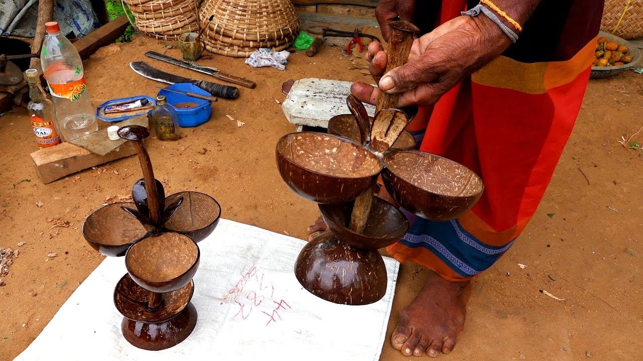 3 in 1 Eco Friendly Handmade Natural Coconut Shell Table Food Service Set