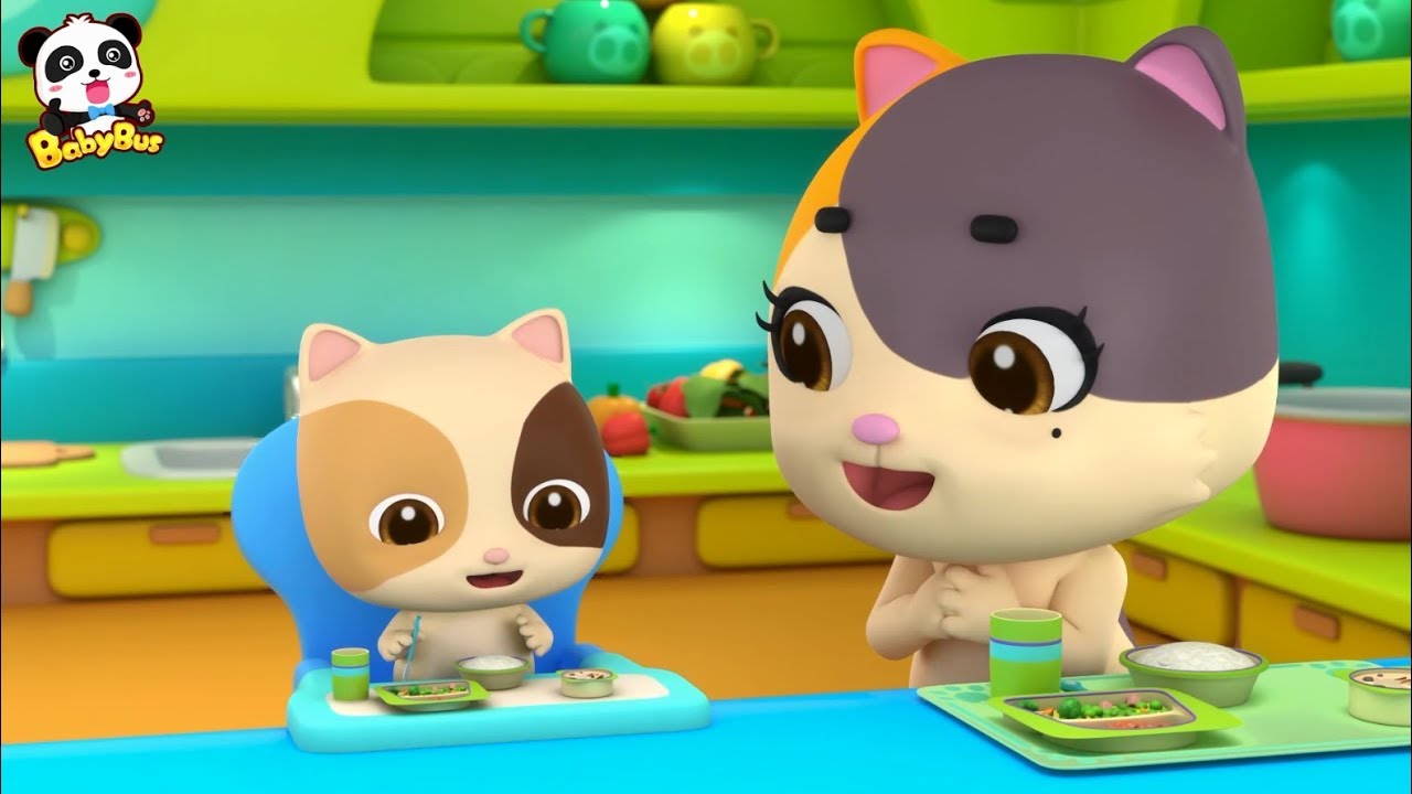 【生活習慣】ごはん食べるときは、ひとくちずつは食べようね！| よい生活習慣 | 赤ちゃんが喜ぶアニメ | 動画 | BabyBus