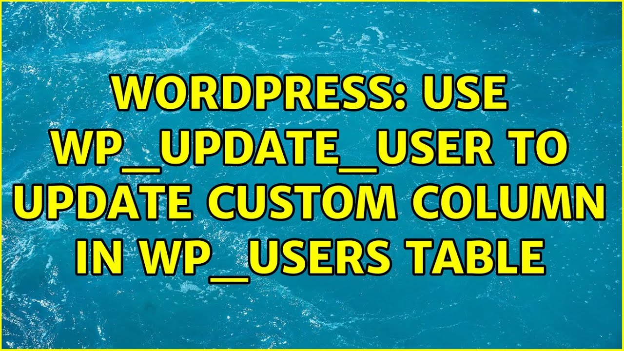 Wordpress: Use wp_update_user to update custom column in wp_users table