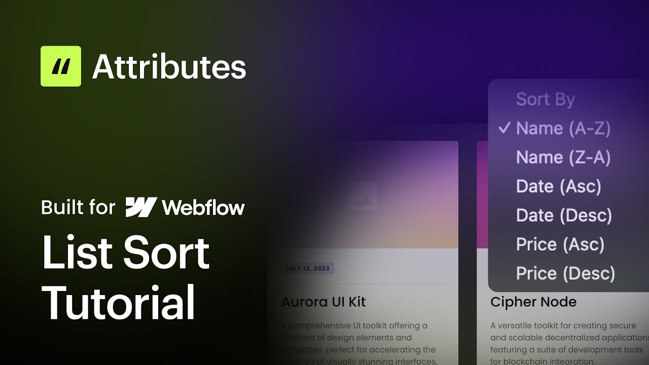 Sort CMS Collection lists in Webflow without code using Attributes v2