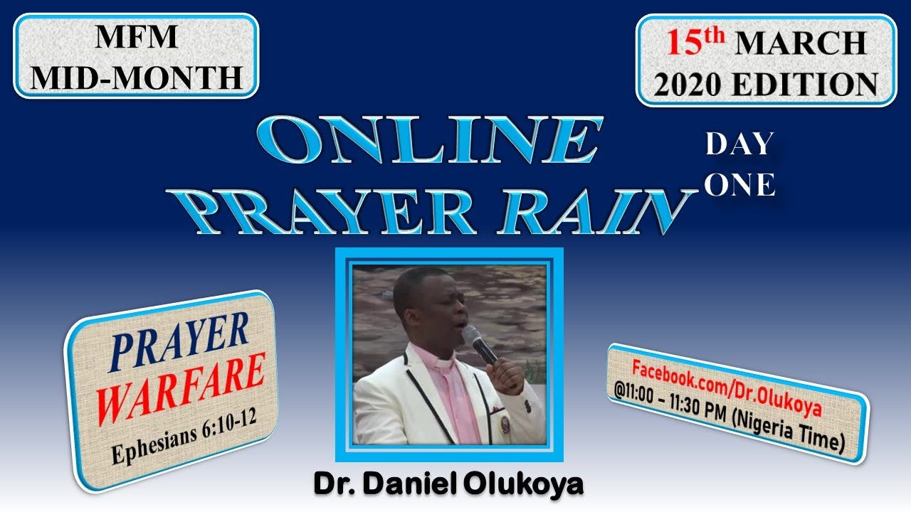 Day1, March 15th 2020, MFM Mid-Month Online Prayer Rain | Prayer Warfare | Dr Daniel Olukoya