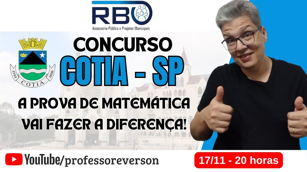 🔥LIVE #175 – BANCA RBO - CONCURSO COTIA - A PROVA DE MATEMÁTICA FARÁ A DIFERENÇA #cotiasp #rbo