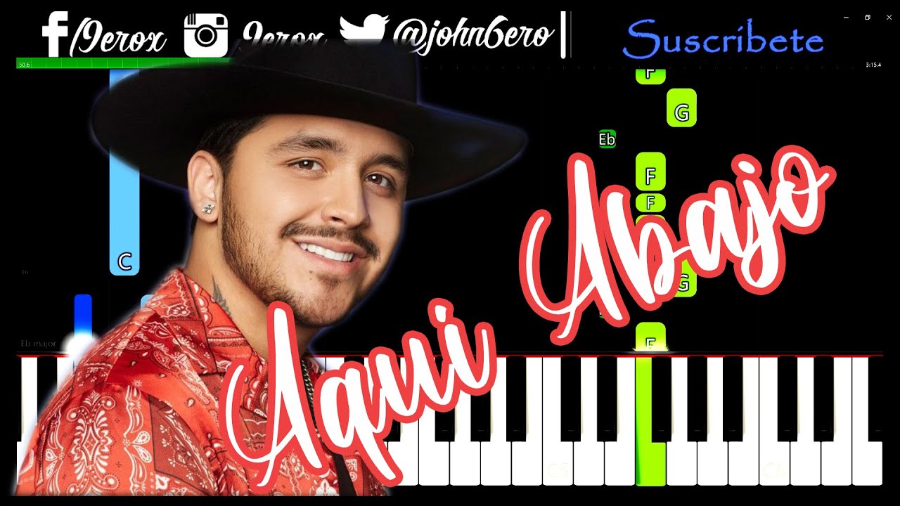 Aquí Abajo - Christian Nodal - Piano Tutorial - Cover #AYAYAY