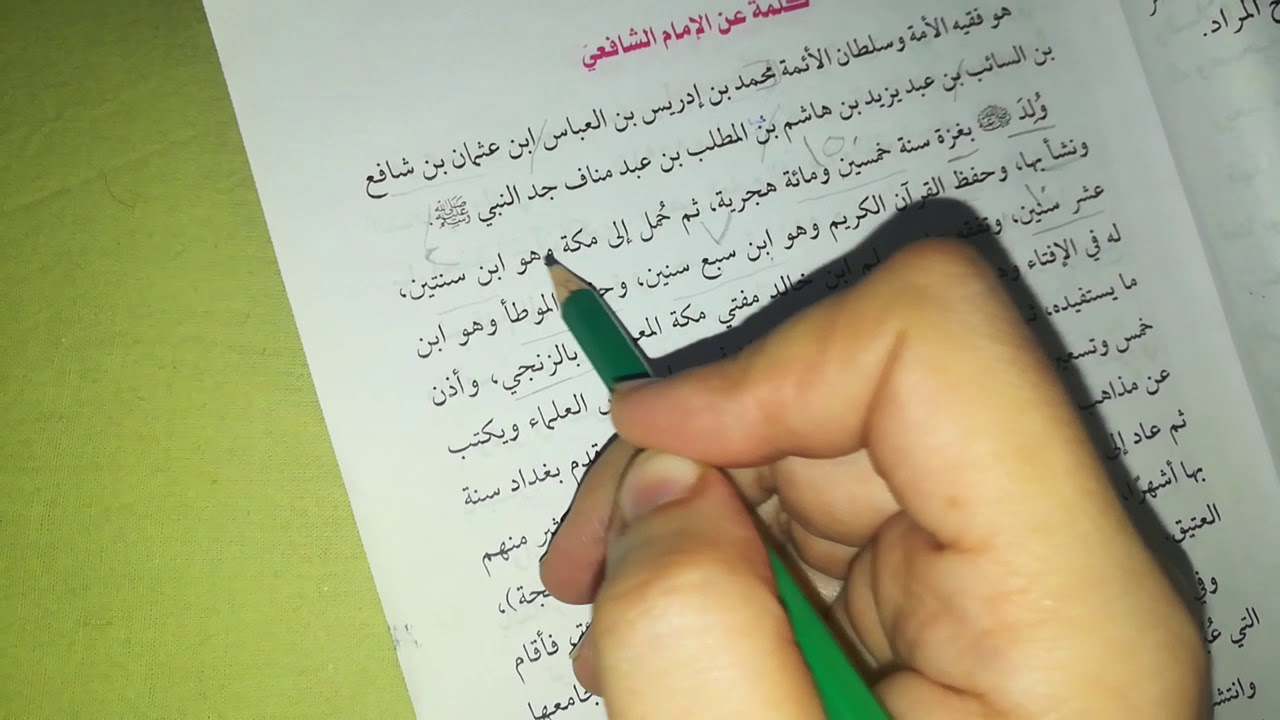 شرح الفقه الشافعي للصف الأول الإعدادي الدرس الأول كلمة عن الإمام الشافعي