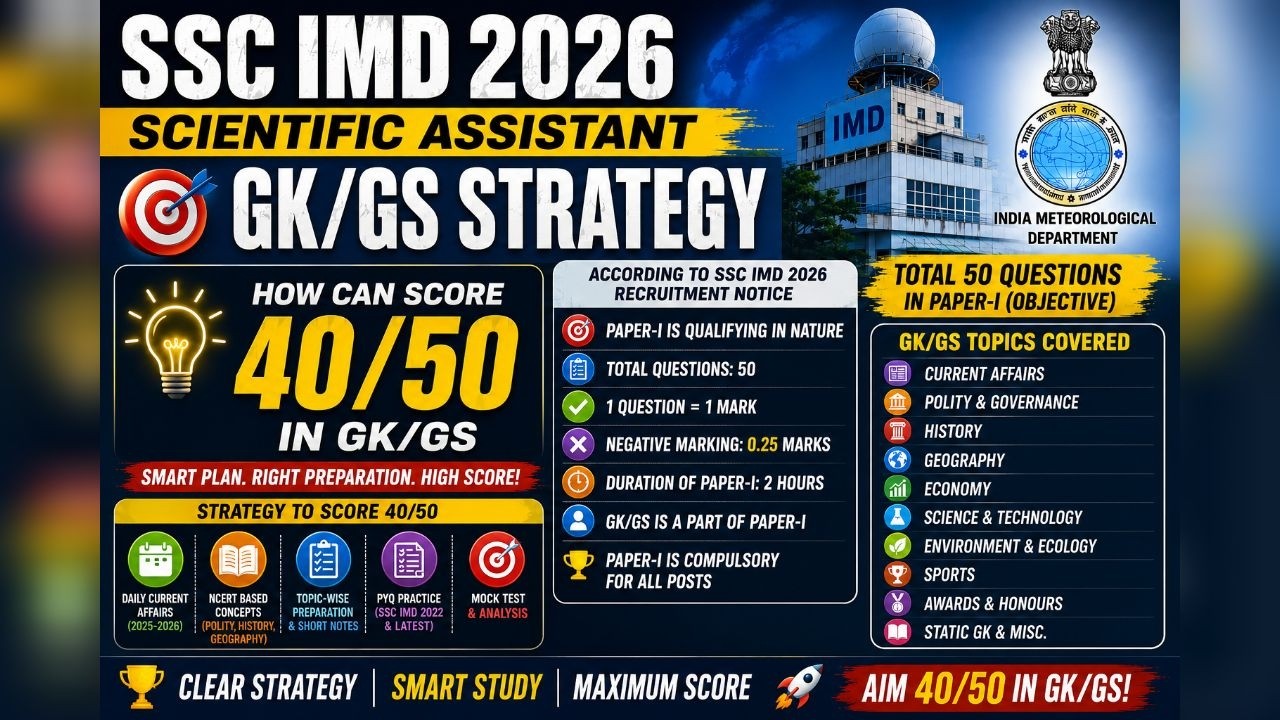 SSC IMD Scientific Assistant 2026 GK/GS Strategy 🔥 | How to Score 40/50? | 50 Questions Paper-1