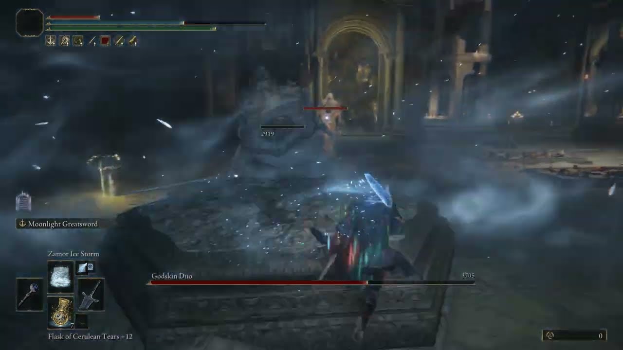ELDEN RING-Darkmoon Greatsword vs Godskin Duo(NG+7/No damage???/ No sleep)