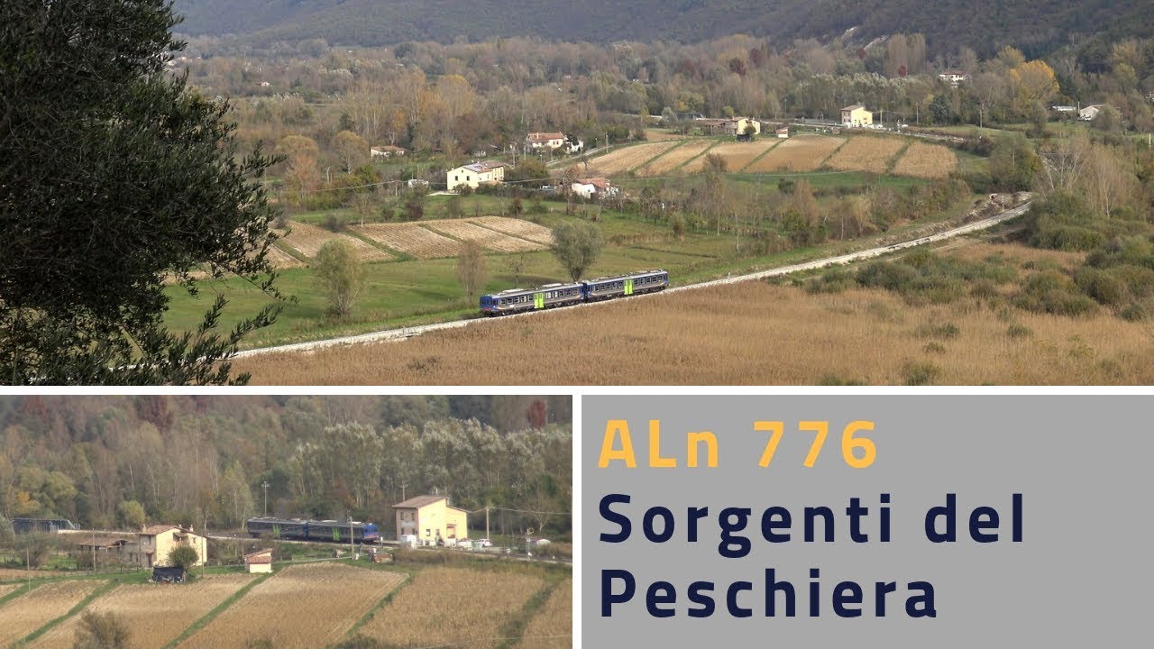 ALn 776 in arrivo e partenza da Sorgenti del Peschiera