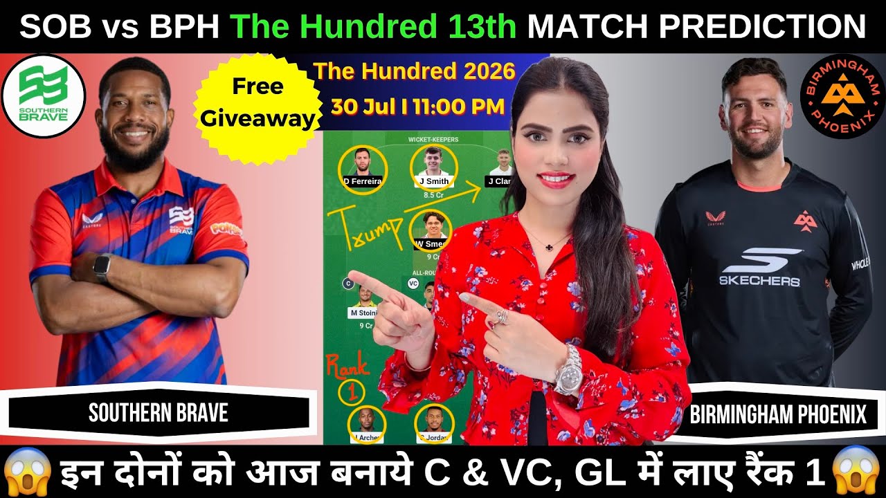 SOB vs BPH Today Match Prediction | Southern Brave vs Birmingham Phoenix Dream11 Prediction 