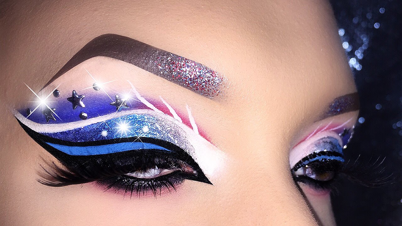 4th of July - USA Flag inspired Cut Crease Makeup Tutorial