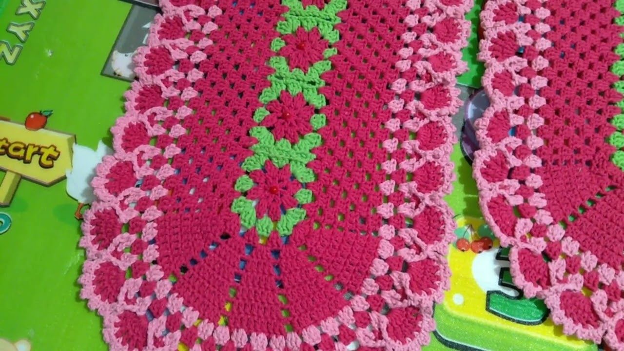 🌻jogo de tapete para cozinha de croche 