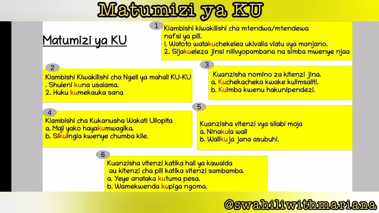Matumizi ya KU