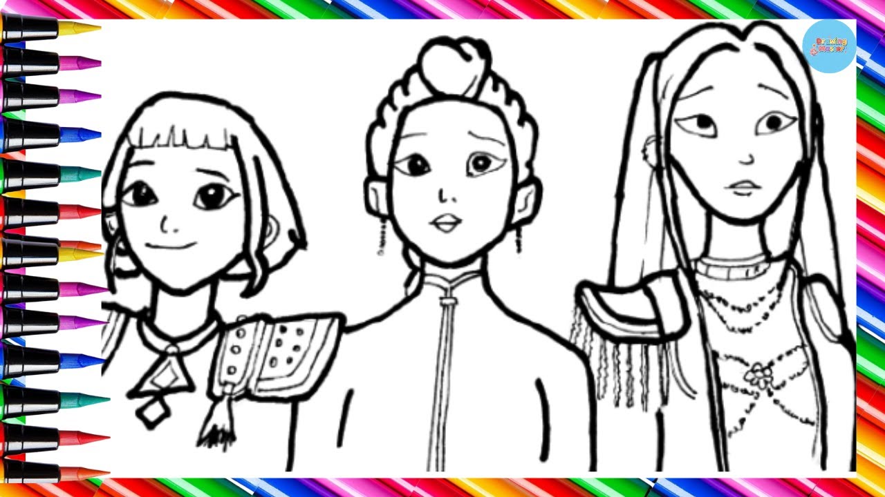 Easy Drawing the Characters from K Pop Demon Hunters:Huntrix Rumi,Mira and Zoey👩🎤🎤✨😈👹🗡️🧑�