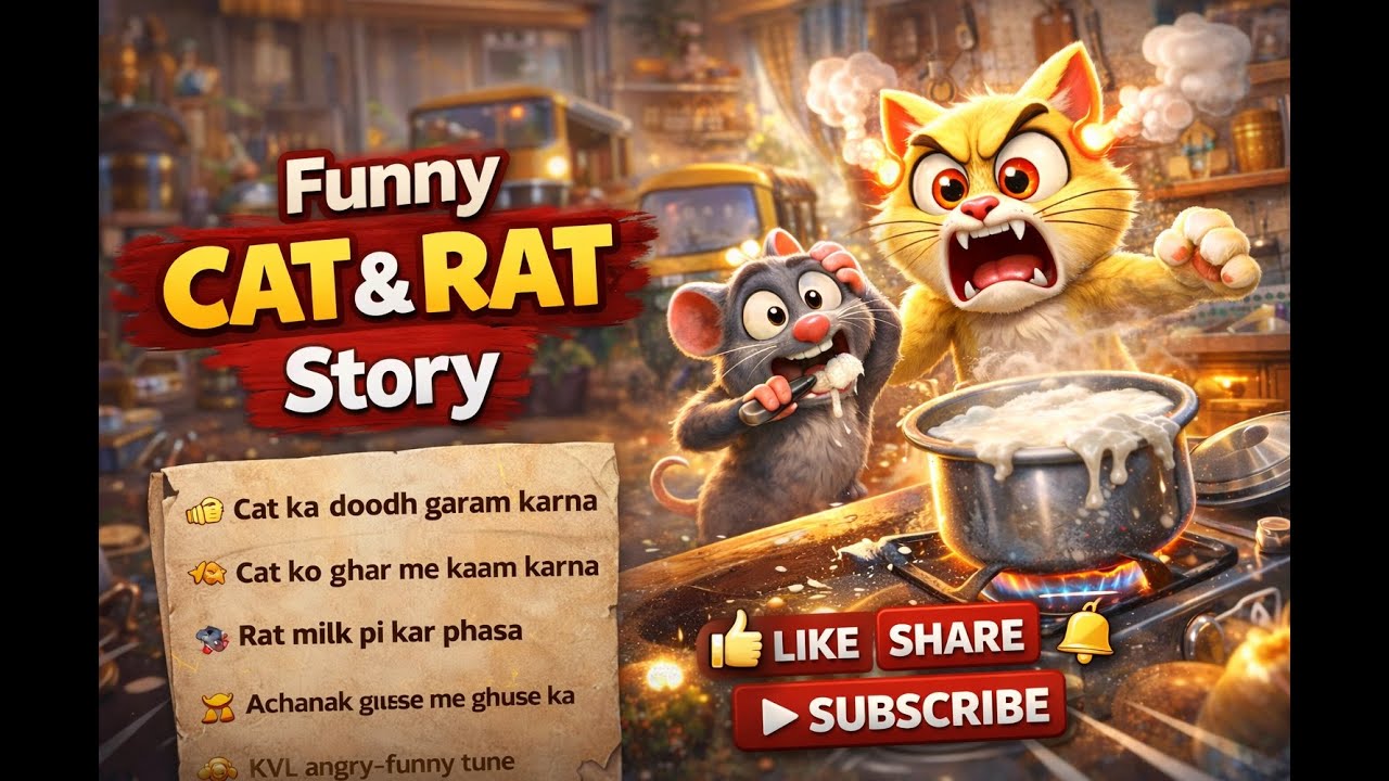 👉 बिल्ली का दूध पी गया चूहा 😱 Funny Cat & Rat Story 😄 | Milk Chori, Fight, Selfie Masti #viral #fun