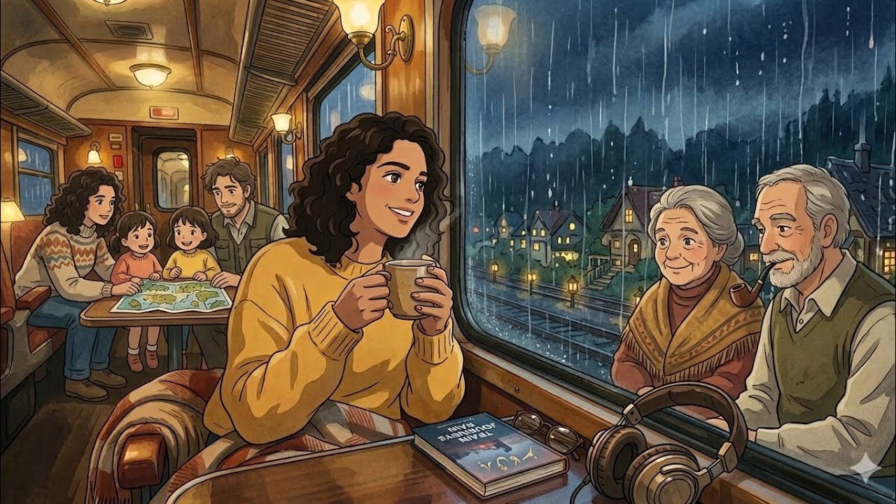Cozy Rainy Day on a Train | Ghibli Style ASMR #CozyASMR  #RainyTrain #cozy