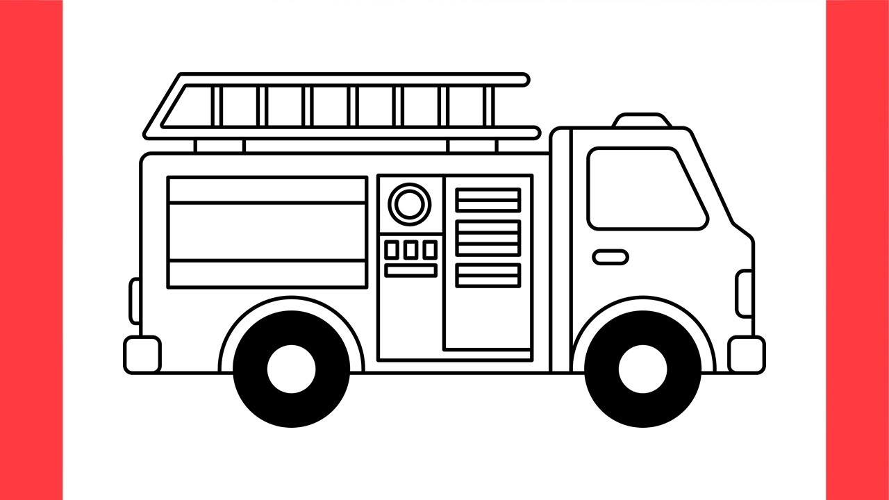 How to Draw a Fire Truck Step by Step | Easy Truck Drawing for Beginners