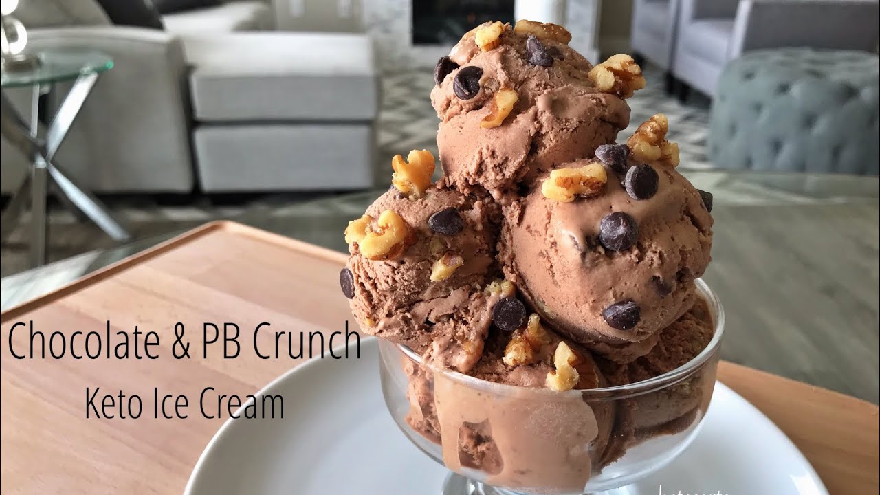 Chocolate and Peanut Butter Crunch Keto Ice Cream