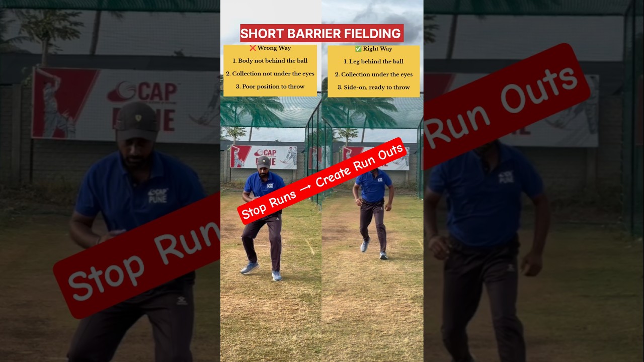 Short Barrier Fielding | Correct vs Wrong Technique | Cricket Fielding Tips