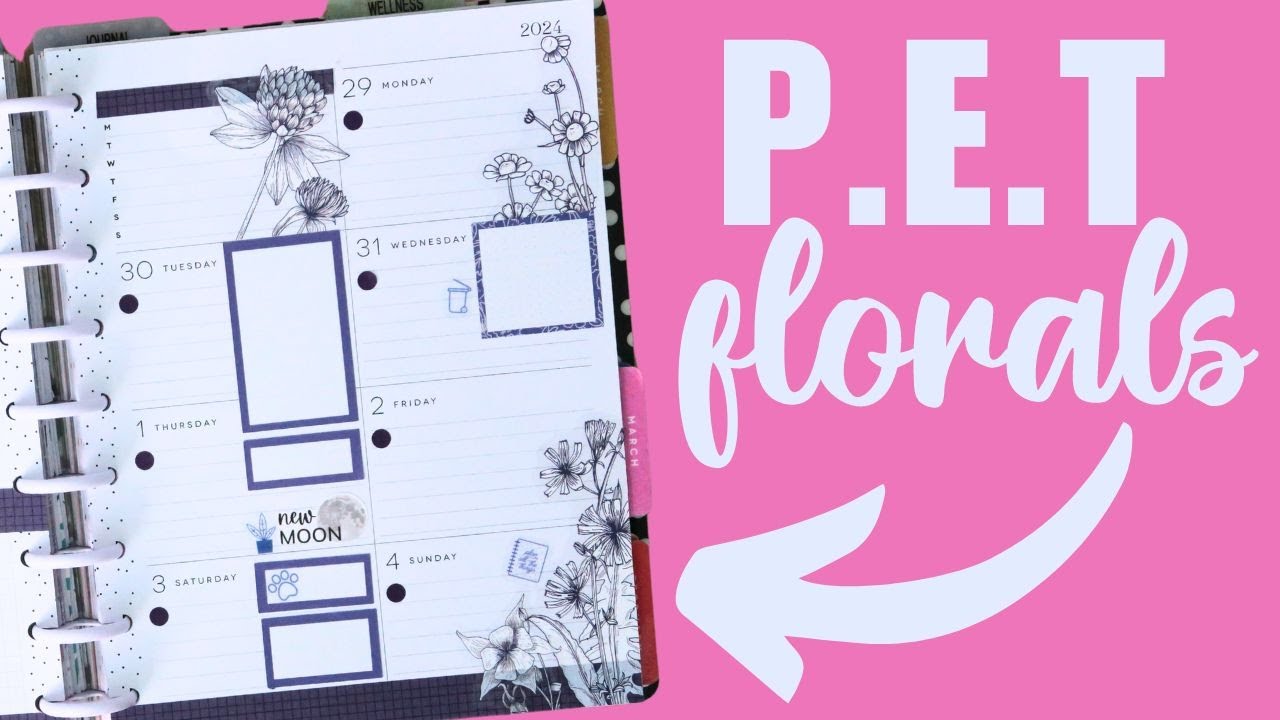 Using PET Tape Floral Stickers in my Dashboard Planner - Plan With Me #plannerstashchallenge