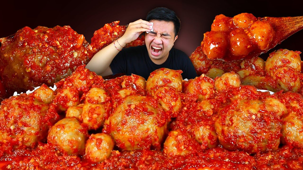 MUKBANG PENTOL BAKSO PEDAS MERCON ALA CIMOOD BAKSO MAUDY + NASI HANGAT
