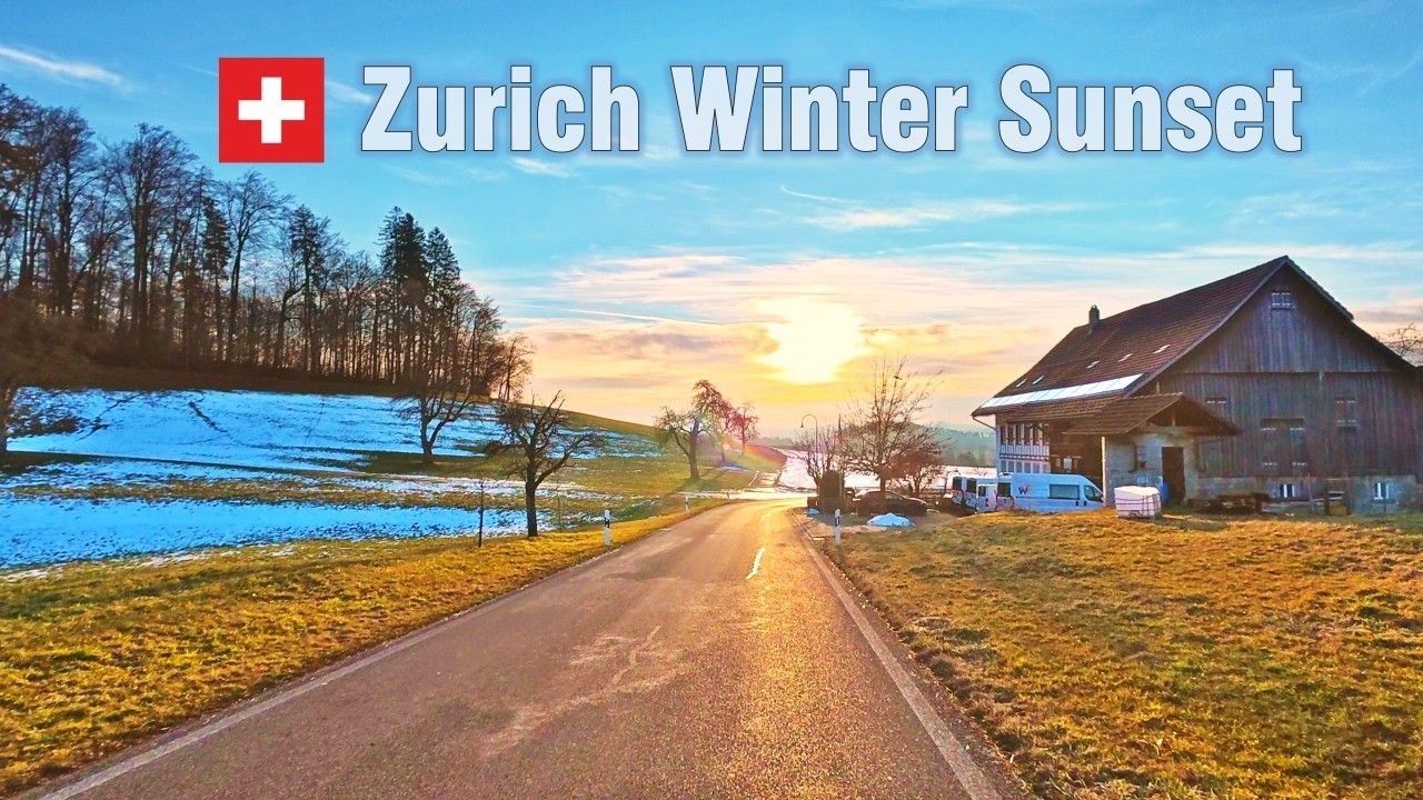 Zurich Winter Sunset Drive • Weisslingen to Dietlikon • Driving in Switzerland 🇨🇭 [4K]