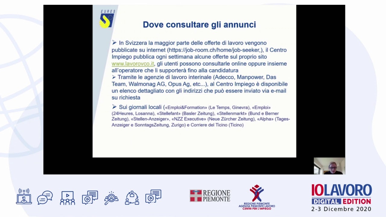 &ldquo;Lavorare in Svizzera nel Canton Vallese e Canton Ticino&rdquo; - IOLAVORO Digital Edition 2020